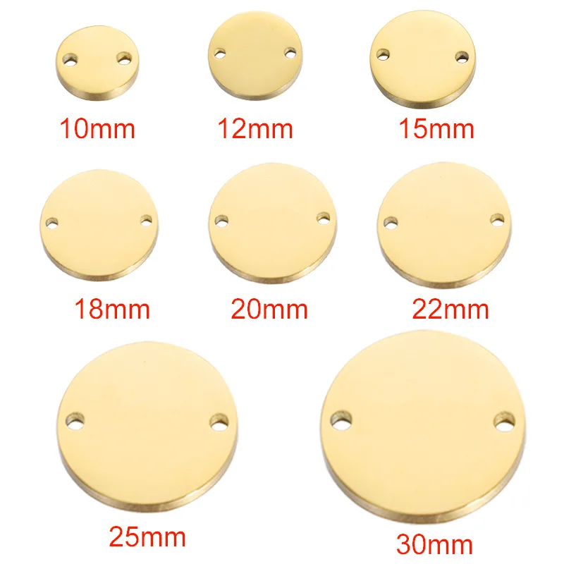 

ASON 20Pcs/Lot Stainless Steel 8-20mm Inner Double Hole Lettering Glossy Disc Tag Pendant Charms Jewelry DIY Accessories Making