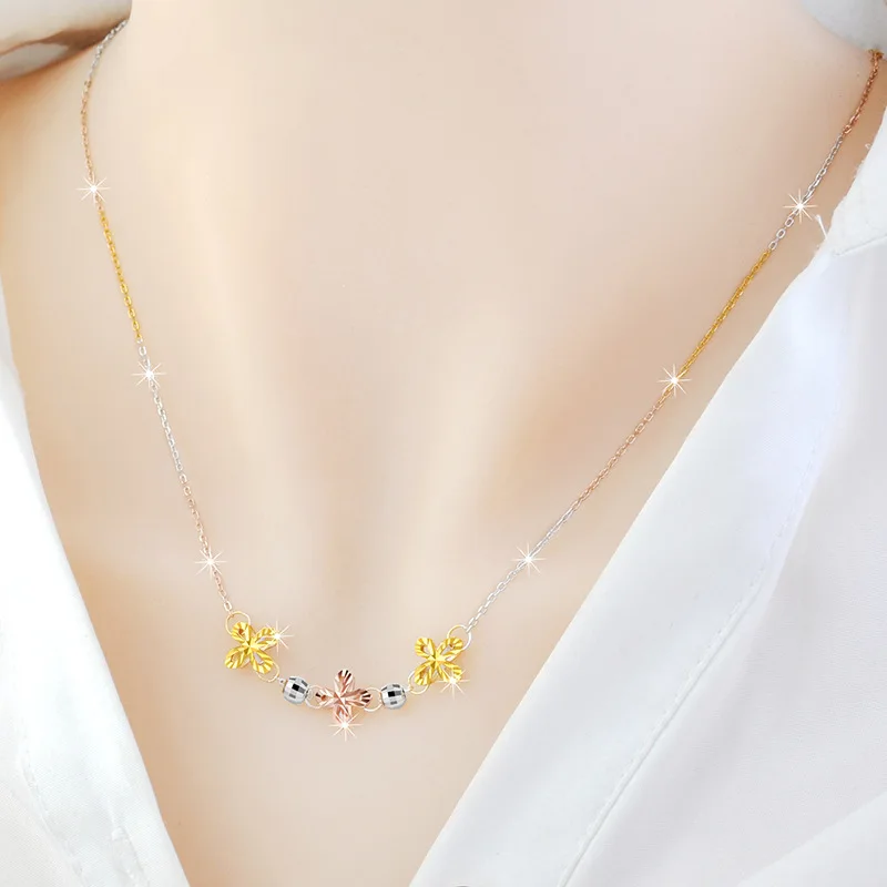 

Women's 925 Sterling Silver 18K Gold-Plated Necklace Summer Silver Simple Clavicle Chain 2023 New Color Silver Ornament