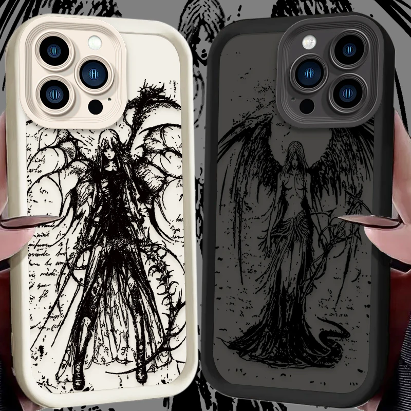 Luxury Punk Black Angel Phone Case For Samsung A03 A04 A05S A10S A11 A12 A20S A21S A13 A14 A54 A34 A53 A33 Cover
