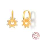 Круглые серьги-кольца BAOKO 100% из стерлингового серебра 925 пробы с белыми фианитами, очаровательные Подвесные серьги с подвесками в виде солнечного диска, штабелируемые серьги Huggie, Женские Ювелирные изделия