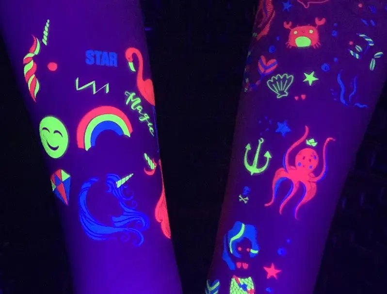 1/12 шт. Мультяшные флуоресцентные детские игрушки-тату-наклейки Единорог Русалка