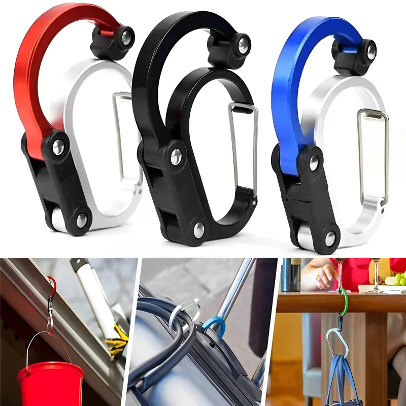 

Hybrid Gear Clip - Carabiner Rotating Hook Clip Non-Locking Strong Clips for Camping Fishing Hiking Travel Backpack Out