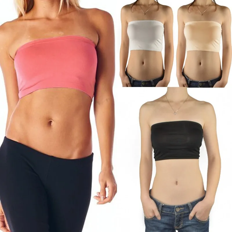 

Пикантный женский эластичный бесшовный укороченный Топ без бретелек, Бюстгальтер-бандо, нижнее белье, укороченный эластичный Топ без бретелек