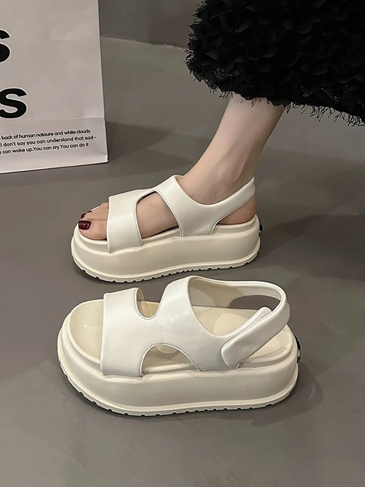 

Clogs With Heel Shoes Muffins shoe 2023 Summer Med Beige Heeled Sandals Increasing Height Thick Flat Comfort Medium Black New Be