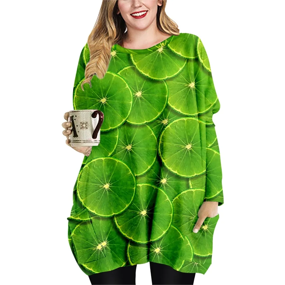 

2022 SOJINM Green Printing T-shirt Female Summer Casual Vintage T-shirt Clothing Fashion Top Long Sleeve Blouse Oversized 6XL