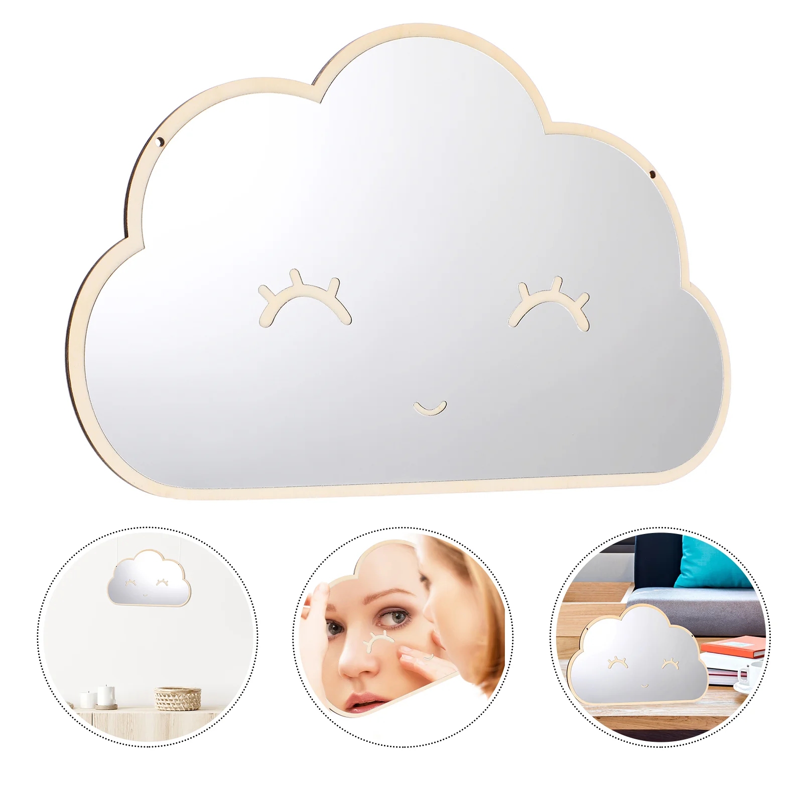 

Housewarming Gift Rabbit Stickers Cloud Safety Mirror Decorative Acrylic Mirror Cloud Mirror Vintage Mirror Desk Decor