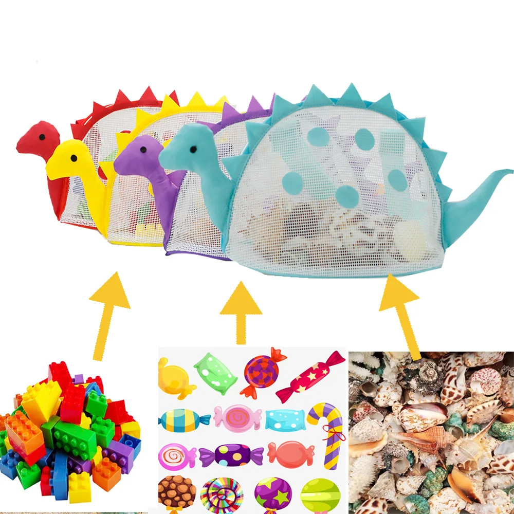 Children's Beach Bag 2023 New Toy Bag Big Crab Dinosaur Outdoor Shell Color Mesh Shell Bag Beach Toy Storage Backpack