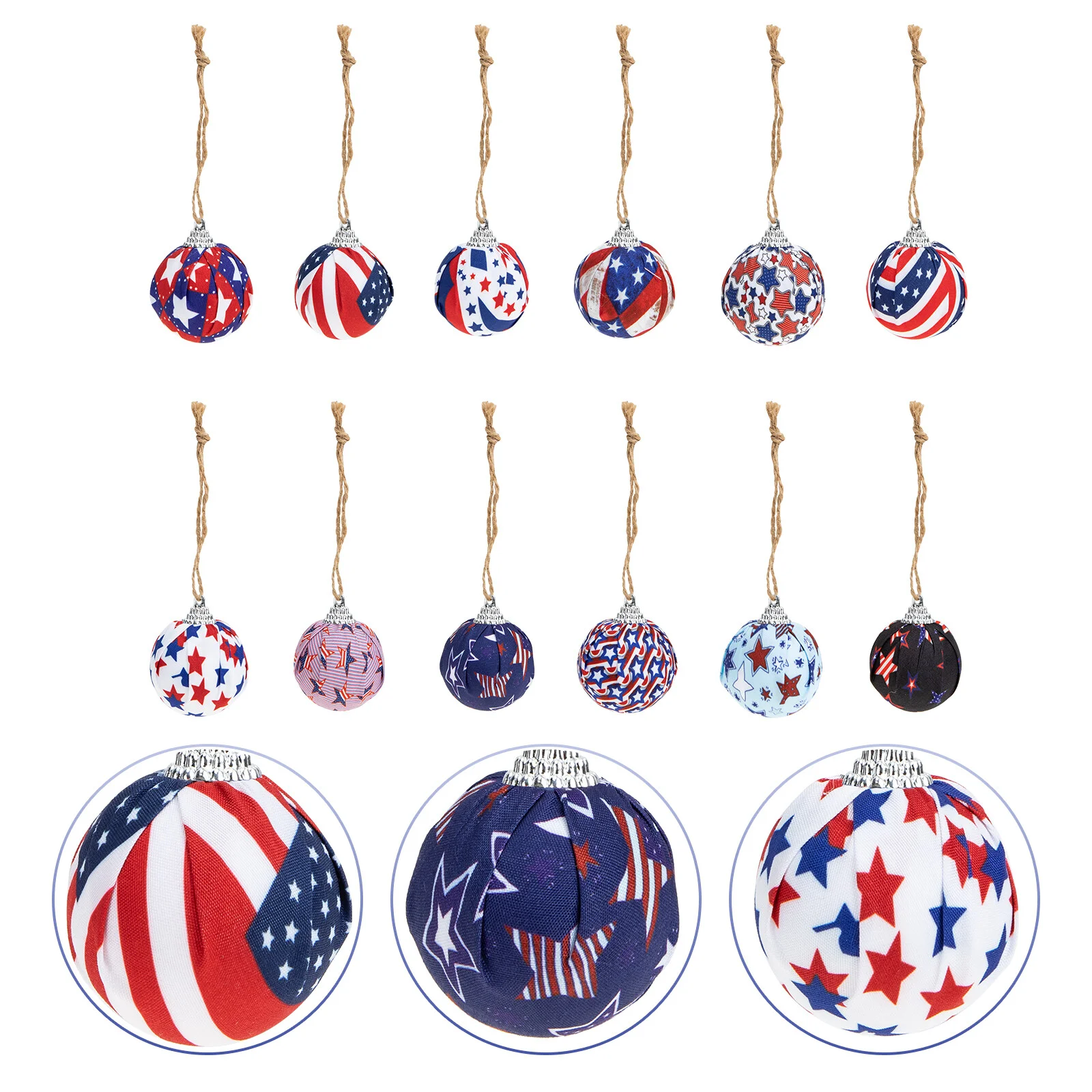 

Independence Day Cloth Ball Hanging Pendants Tree Decor USA Patriotic Ornament Balls Ornaments