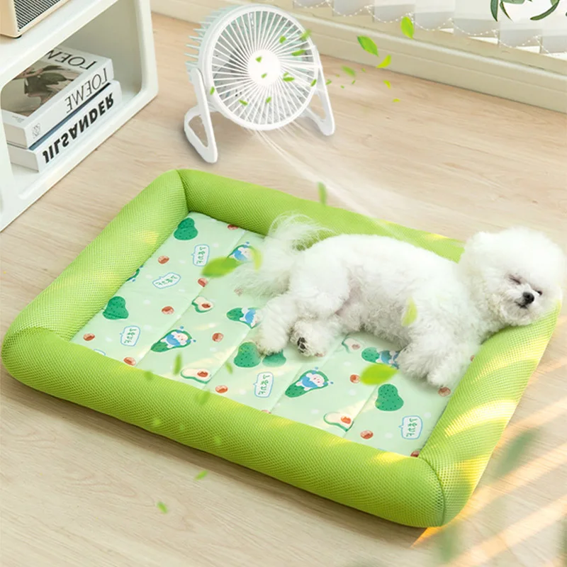 

Sleeping S-XL Cooling Dog Pad Mats Dog Square Quality Bed Summer Mat Cold For Ice New Dogs Pet Silk Dog Cool Top Kennel Pet Cats