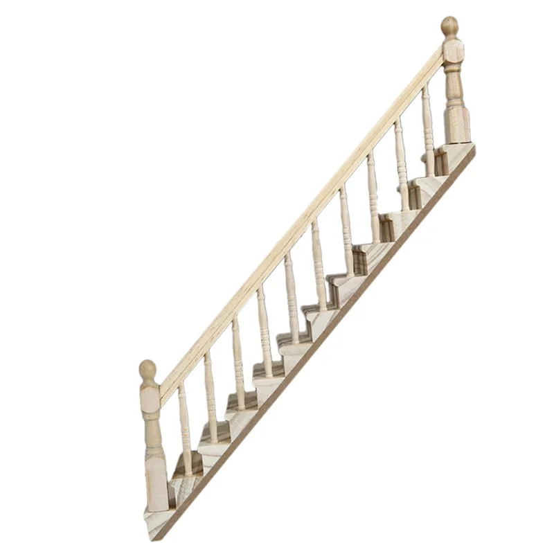 1:12 DIY Миниатюрные аксессуары поручни для правой лестницы деревянная мебель