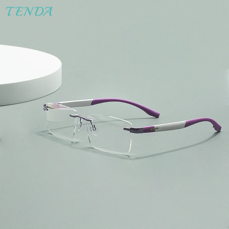 

Мужские и женские металлические очки без оправы модная Прямоугольная оправа для очков для близорукости линзы для чтения по рецепту