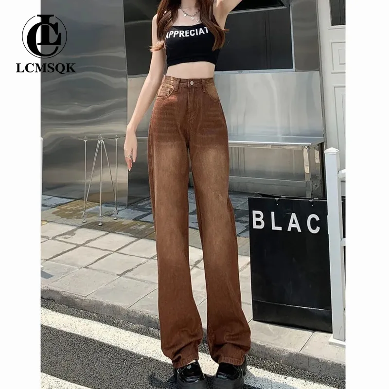 Vintage Clothes Women's Jeans 2023 Trend Y2k Female Clothing Newjeans Straight Leg Jeans Woman High Waist Korean Fashion Denim
