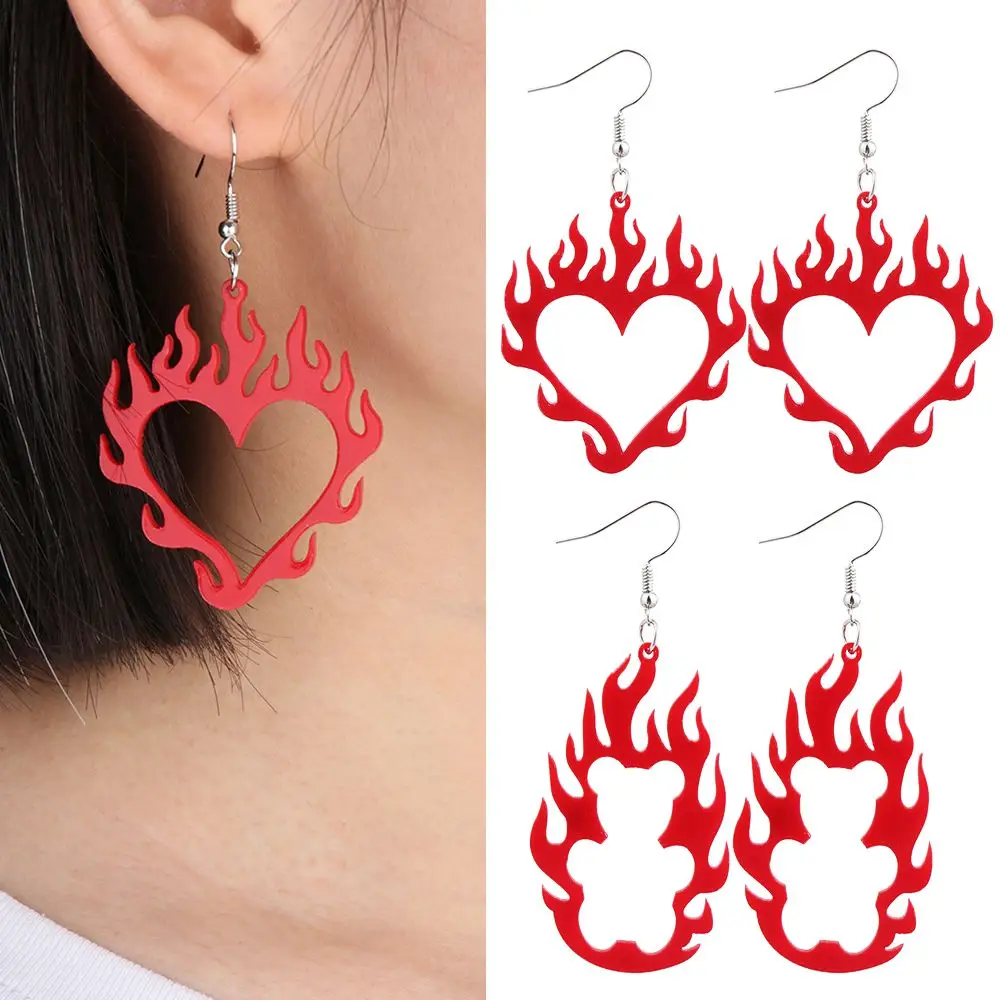 

Gifts Fashion Personality Creative Acrylic Flame Earring Hollow Vintage