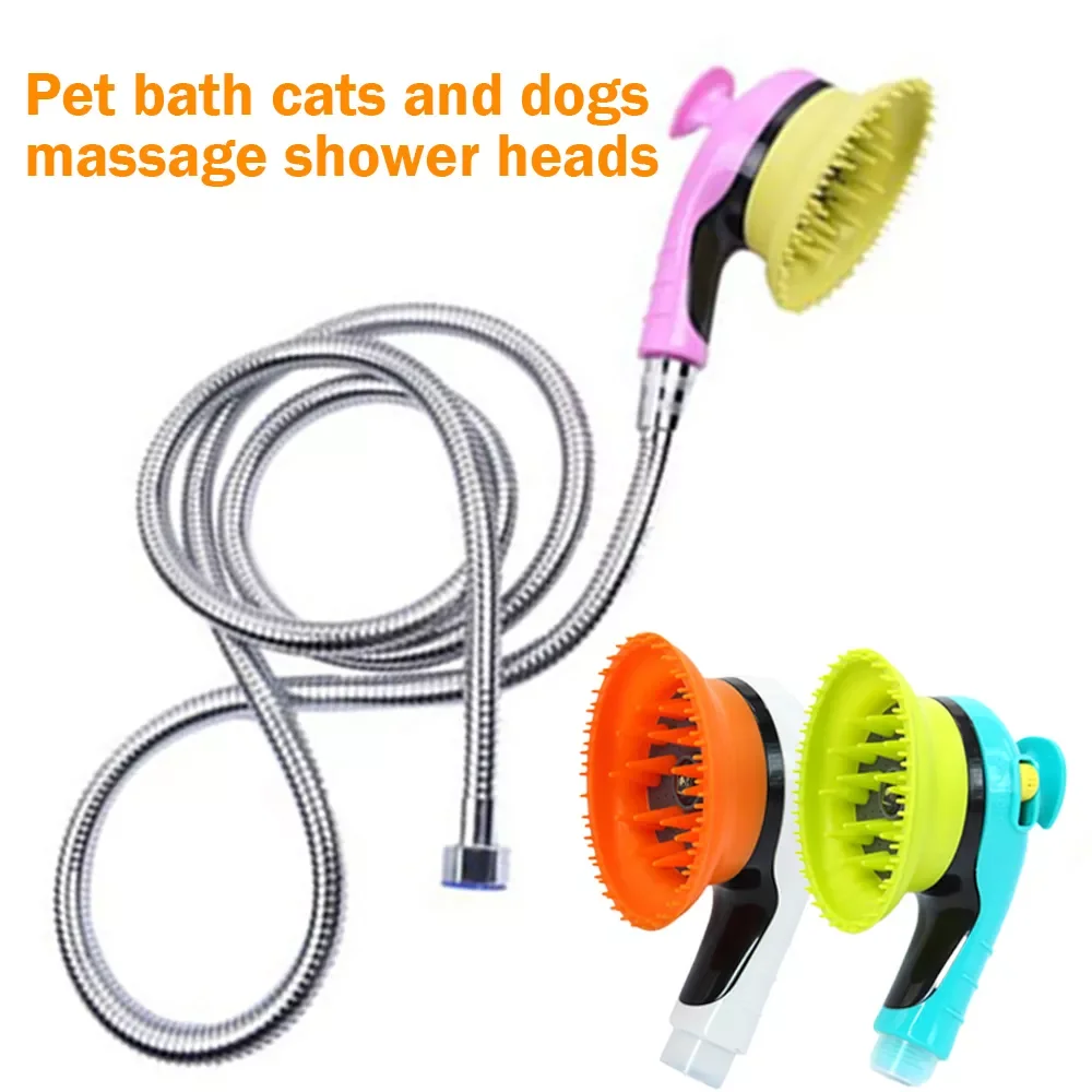 

Pet Dog Bath Sprayer Comfortable Rubber Massage Bath Shower Head Dog Bath Shampoo Pet Grooming Brush Cleaner For Dogs Cats