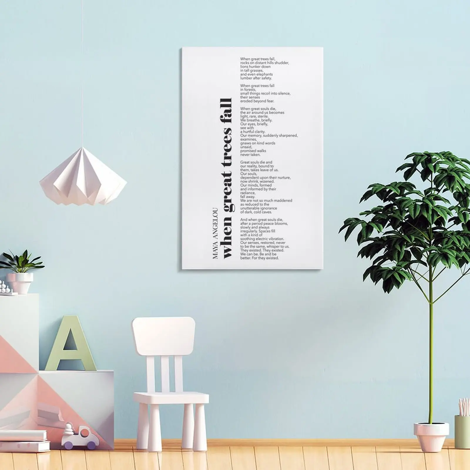 Печать на холсте &quotКогда великие деревья осень v2&quot Maya Angelou