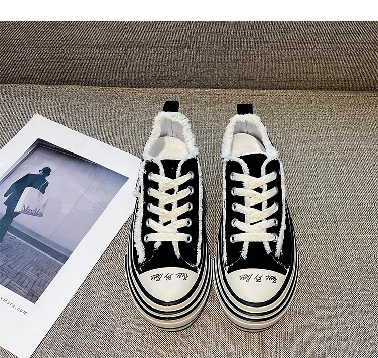 

Casual Thick-soled Vulcanized Canvas Shoes 2022 Spring and Autumn New Women's Shoes Sports Shoes Breathable Cloth Shoes Summer