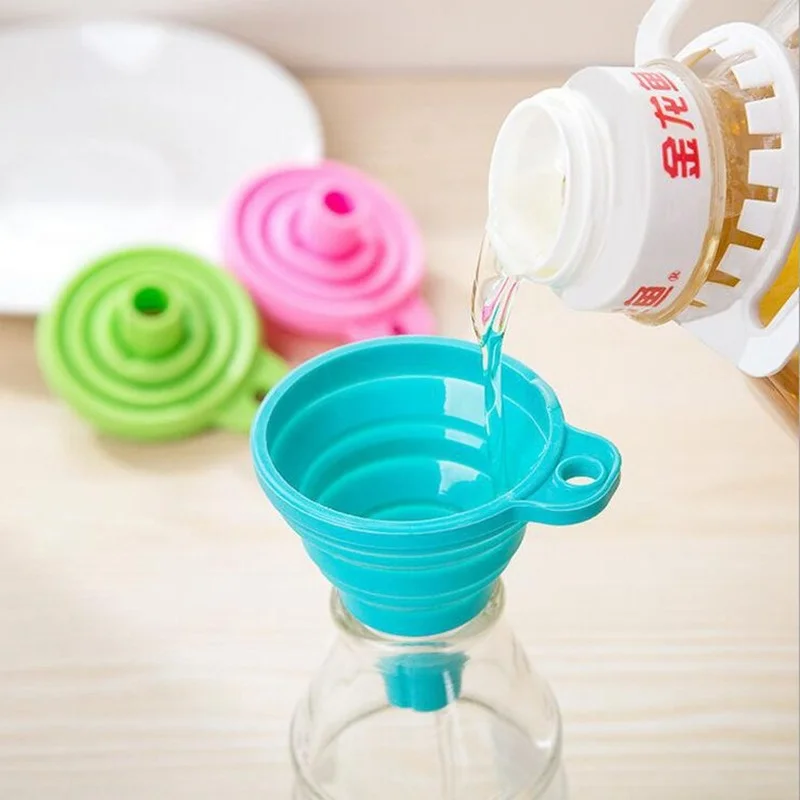 Silicone Foldable Funnel Telescopic Long Neck Funnel Liquid Dispensing Funnel Soy Sauce Edible Oil Dispensing Tool Cocina