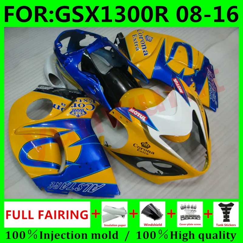 

Motorcycle HAYABUSA Fairings for Suzuki GSXR1300 08 09 10 Bodywork GSX1300R 11 12 13 GSXR 1300 2008 2016 Fairing set blue yellow