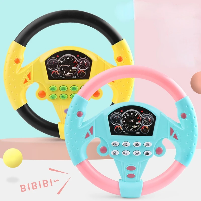 Steering Wheel Vocal Toys Eletric Simulation Steering Wheel Toy with Light Sound Baby Kids Musical Educational Copilot Stroller