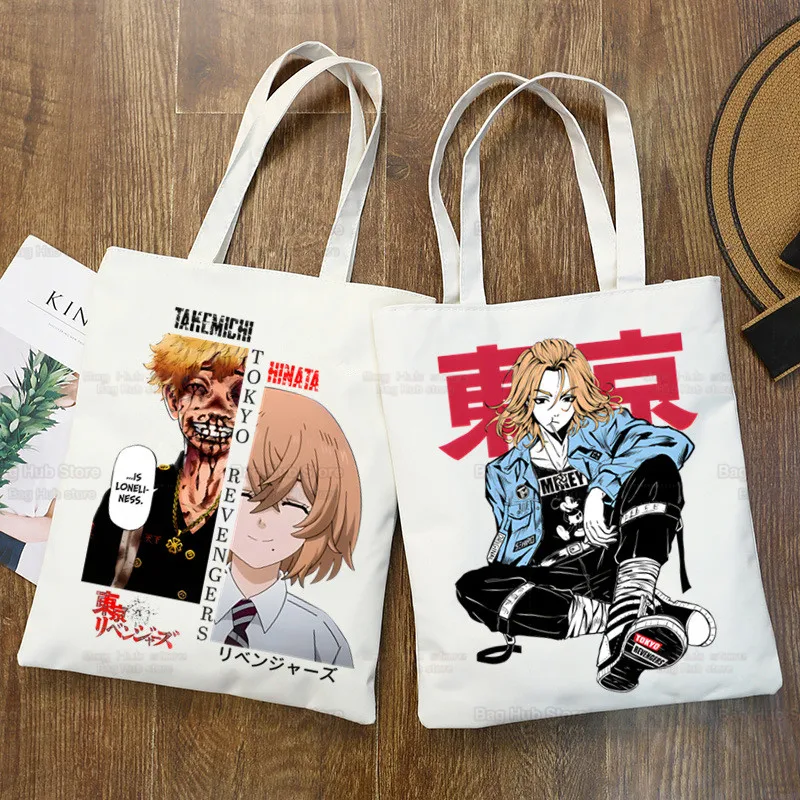 

Tokyo Revengers Sano Manjiro Hinata Anime Handbags Cloth Canvas Tote Bag Shopping Women Eco Shoulder Shopper Bags Bolsas De Tela