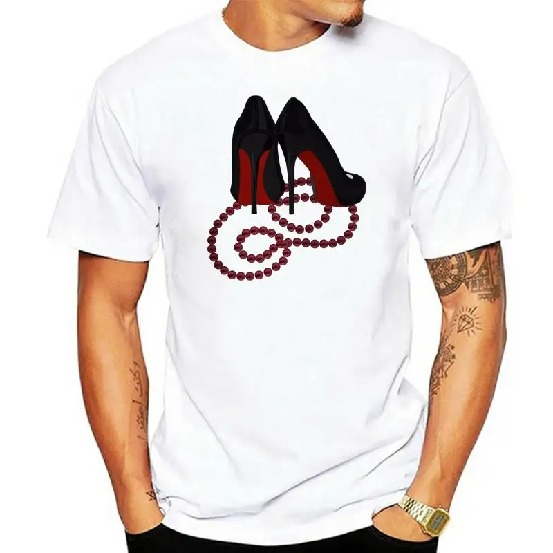 

Red Bottom Black High Heels Beads Necklace T­-Shirt 100% Cotton Unisex Women 2Xl 18Xl Tee Shirt