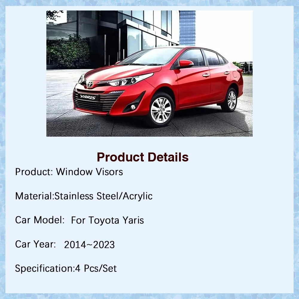 4 шт. автомобильные оконные козырьки для Toyota Yaris XP150 2014 ~ 2023 седан
