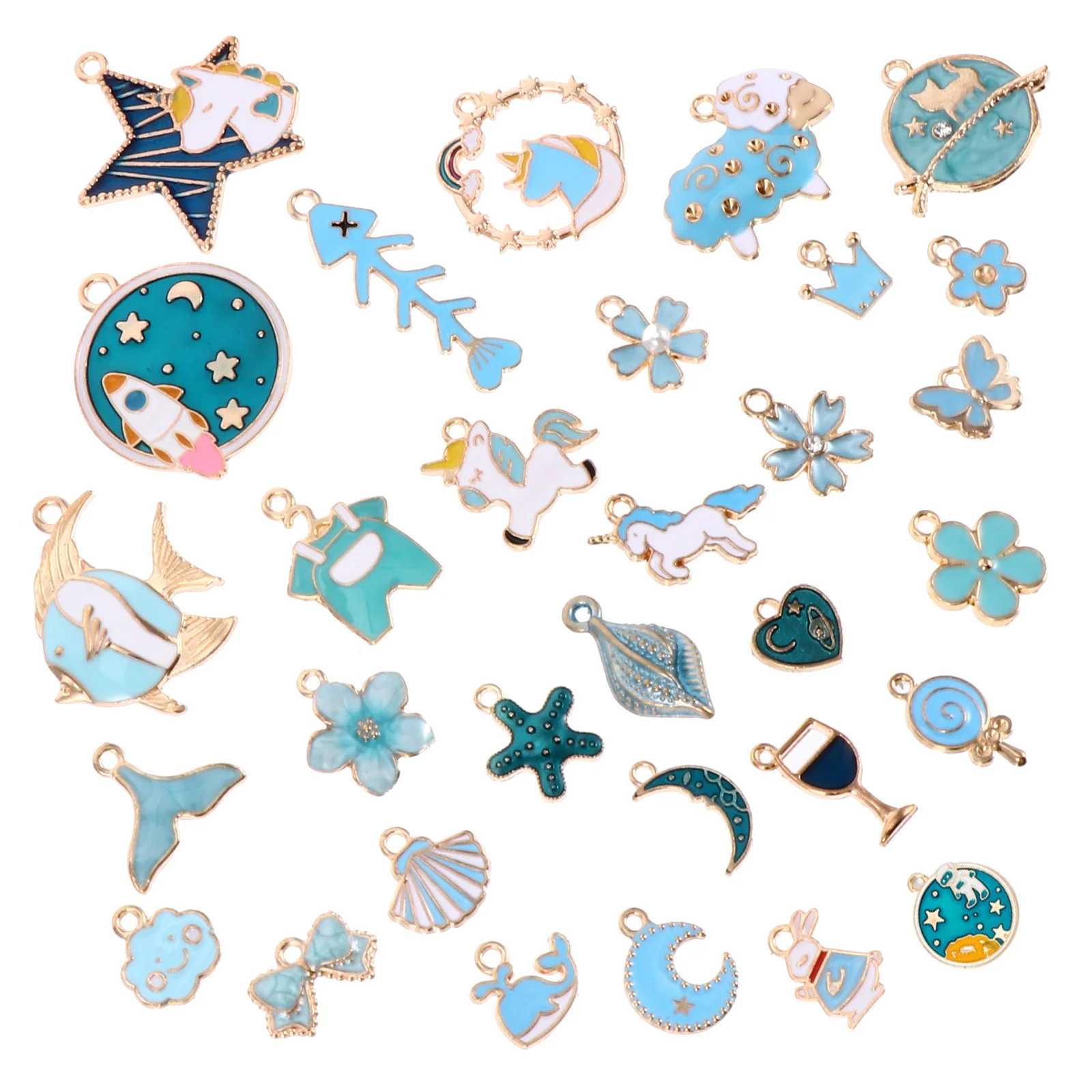 

1 Набор красивые небесно-голубые креативные различные товары для рукоделия подвески из сплава Подвески для рукоделия