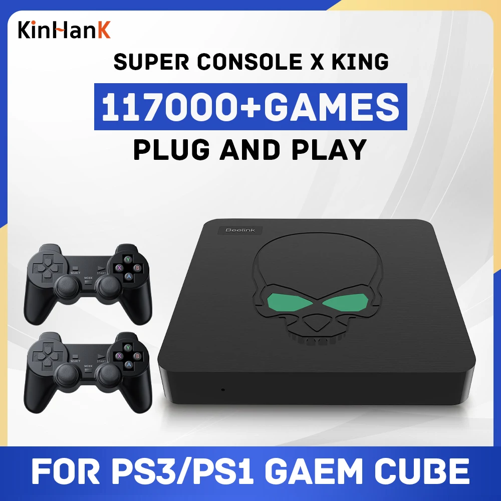 Kinhank Retro Super Console X King Portable Mini Body Built-in 117000+ Games 60+ Emulators For SS/PSP/PS1Naomi  WIFI6 Video Play