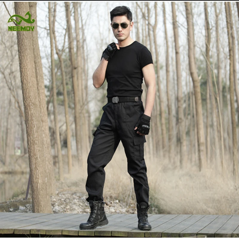 

Neemoy Black Military Tactical Cargo Pants Fashion Wear-resistant Army Tactical Sweatpants Casual Training Overalls Men Pants