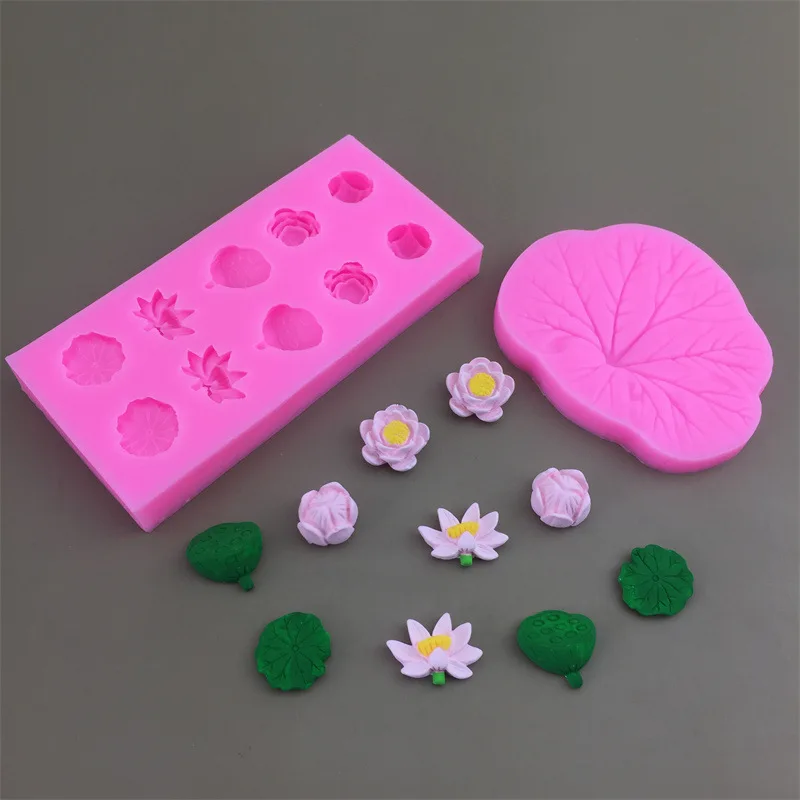 Силиконовая форма с рисунком листьев лотоса гипсовая капельная для отжима глины