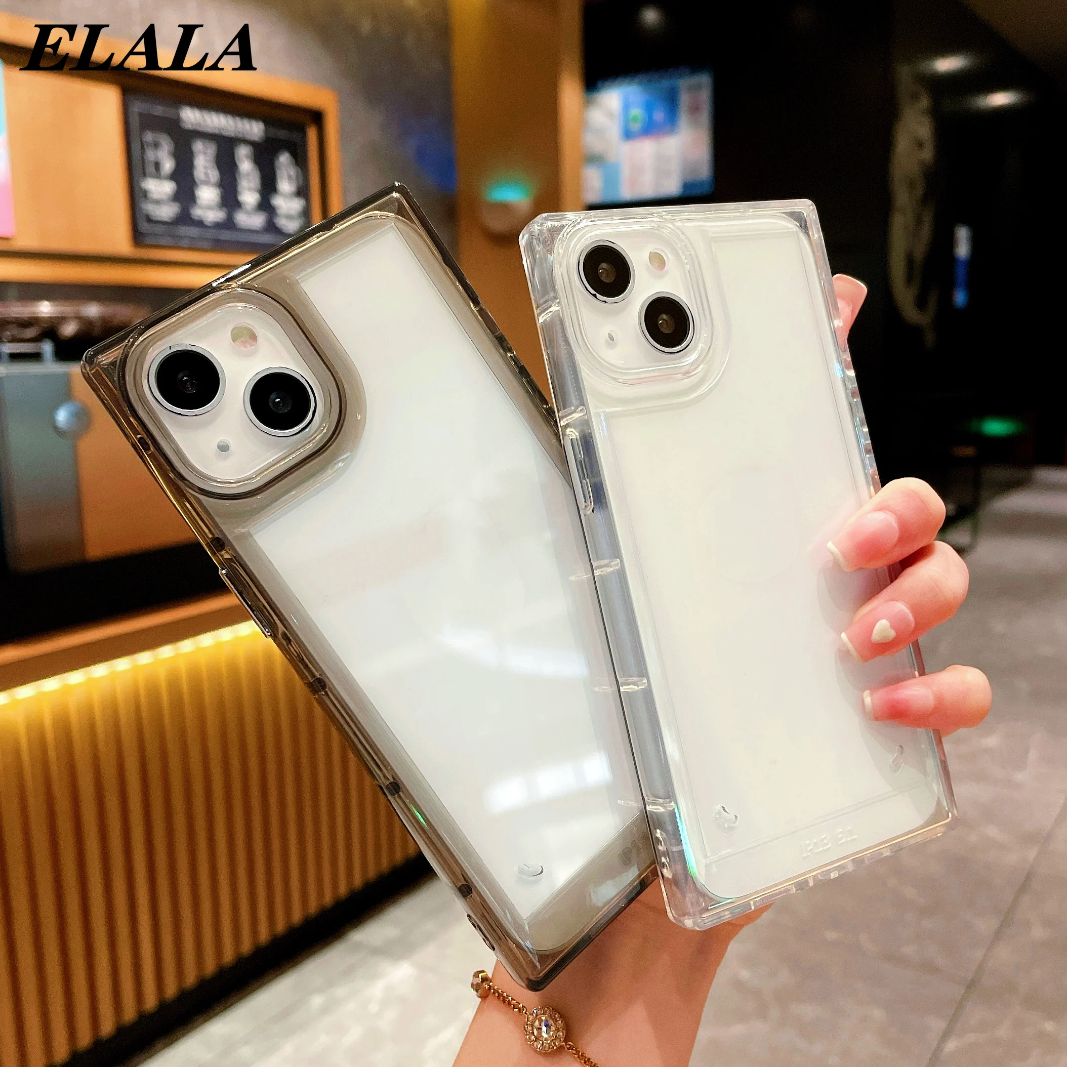 

Square Clear Phone Case For iPhone 14 13 ProMax 12 11 XsMax XR Xs 6 7 8 Plus SE2 Back Cover Acrylic Shockproof Slim Fit Coque