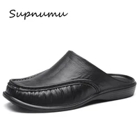 supnumu men summer lightweight slippers home eva half slippers house indoor shoes casual work slippers large size 47 slides men