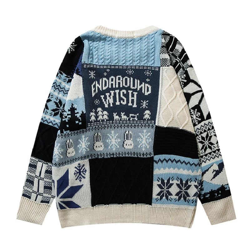 Уродливый Рождественский свитер милые топы в стиле Харадзюку с кроликом мужской