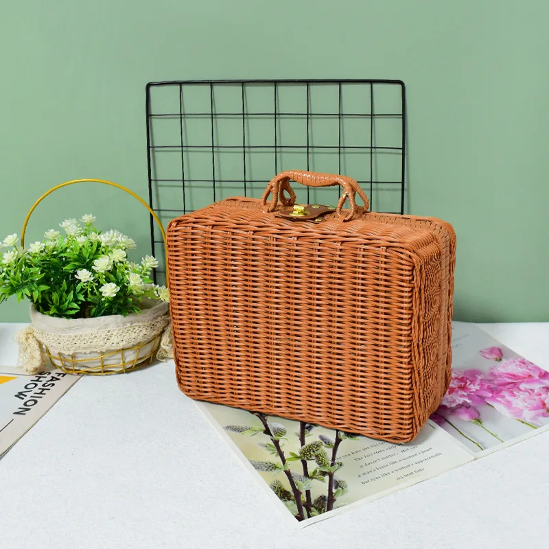 Плетеная корзина из искусственного ротанга ретро Свадебная подарочная коробка