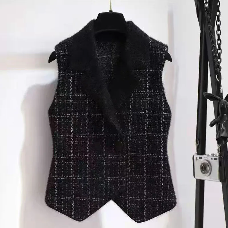 Имитация норки бархатный женский жилет куртка 2024Новый осенне-зимний