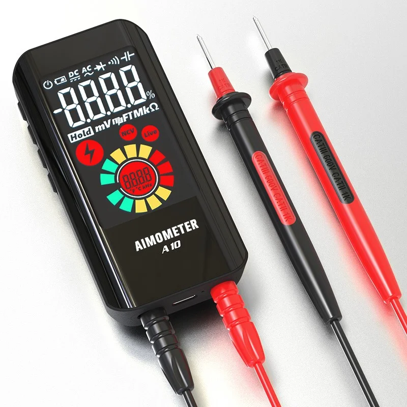 Цифровой умный мультиметр AIMOMETER A10, измеритель емкости и сопротивления, с ЖК дисплеем, True RMS, AC/DC DMM