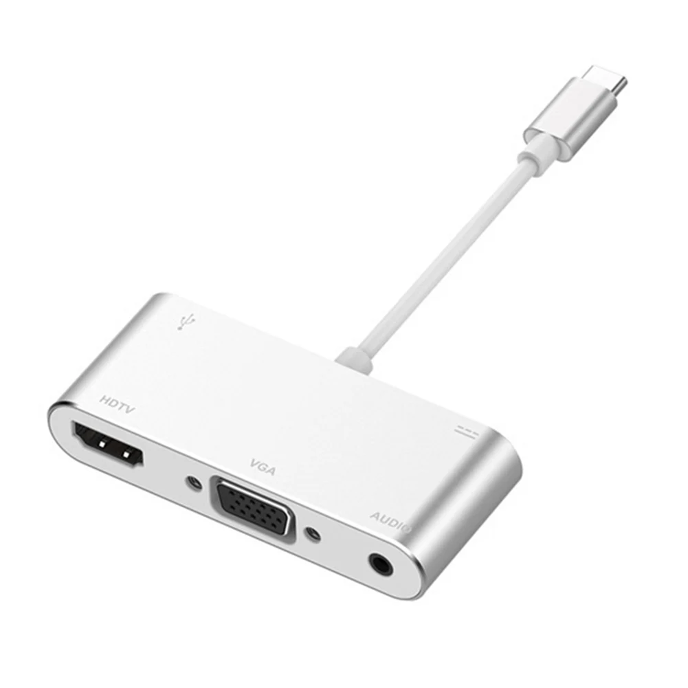 

5 In 1 4K Portable TV High Speed USB C To VGA Adapter Audio Converter Wide Compatible Accessories Fit For Huawei Mate Book
