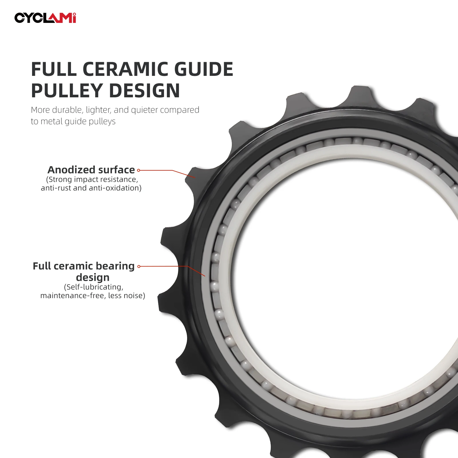 Фото CYCLAMI 18T велосипедный жокей-колесо, задний переключатель, керамический шкив, направляющая для велосипеда для шоссейного велосипеда AXS RED L-TWOO ERX ER9 R9 R7 №4