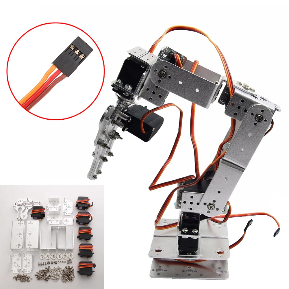 

Aluminium Robot Arm Mechanical Robotic Arm Clamp Claw Mount Kit W/Servos Servo Horn for