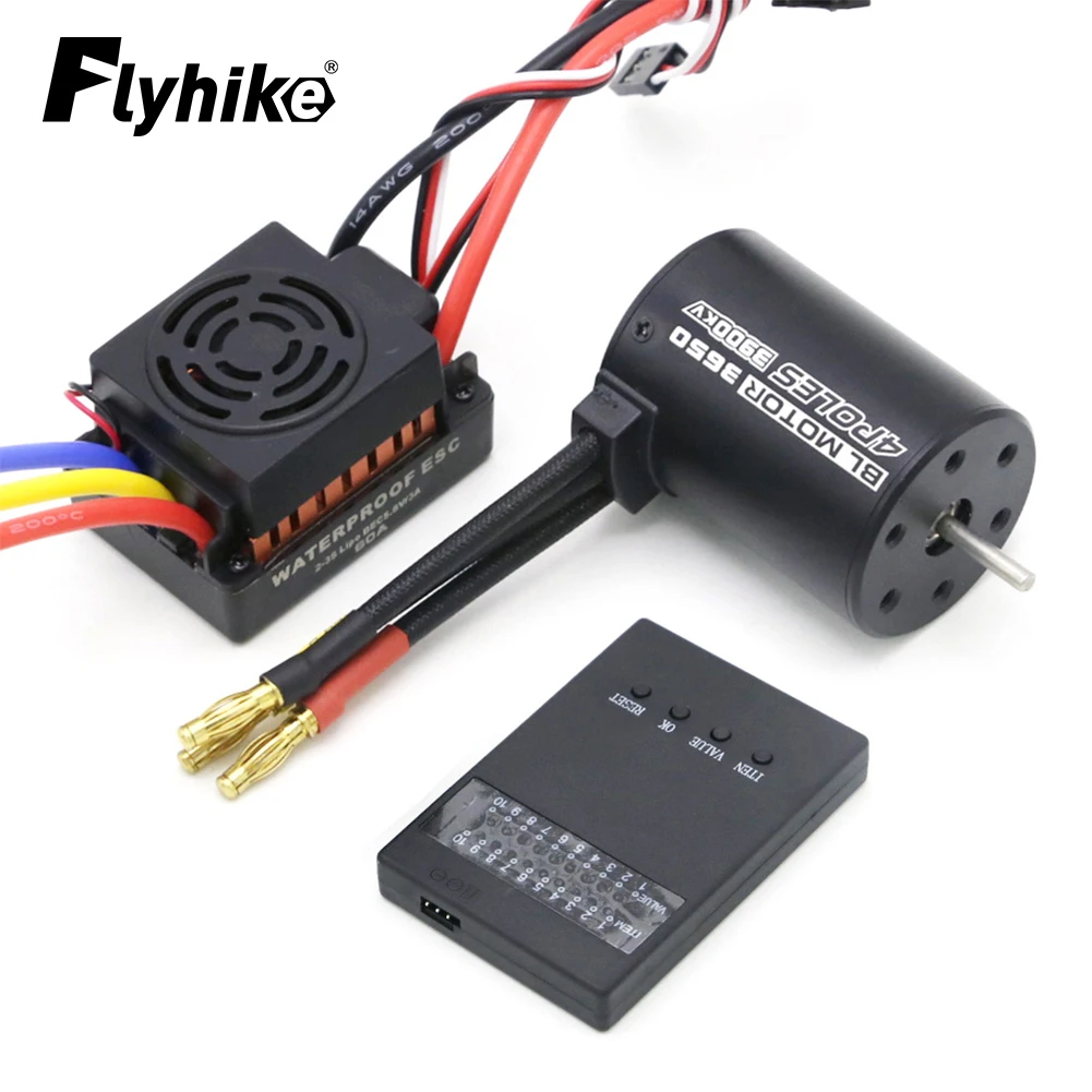 New Upgrade Waterproof 3650 3900KV RC Car Brushless Motor 60A ESC Programmer for 1/10 Remote Control Truck Car Motor