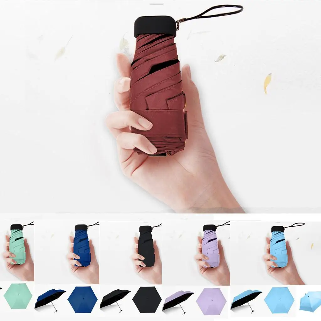 

Flat Lightweight Umbrella Parasol Folding Pure Color Sun Umbrella Mini Umbrella