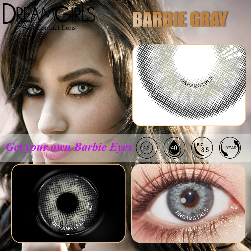 

Color Contact Lenses For Eyes Natural Colors Soft Lens Brown Gray Colored Pupils Beauty 1Pair Daily Use Yearly