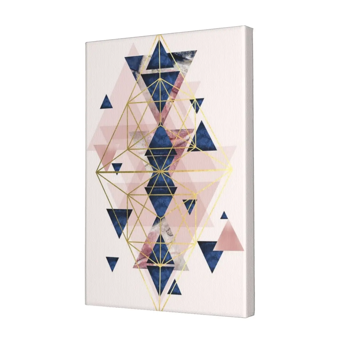 

Blush Pink And Navy Geometric Canvas Frameless Painting Holiday Natural Solid Wood Frame Holiday Bright Multi-Style
