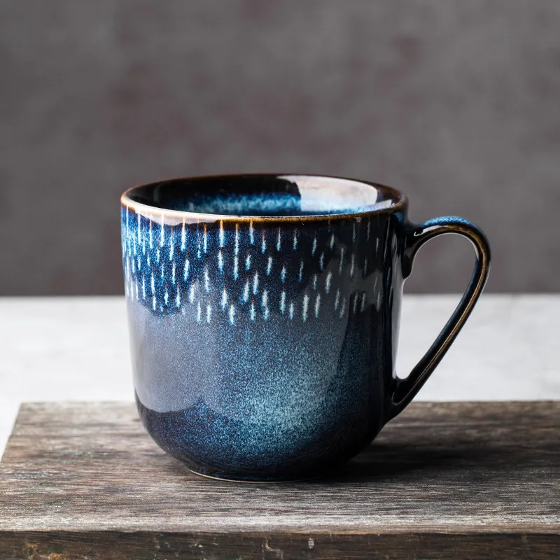 

Ceramic mug retro style blue coffee cup Simple home 350ML