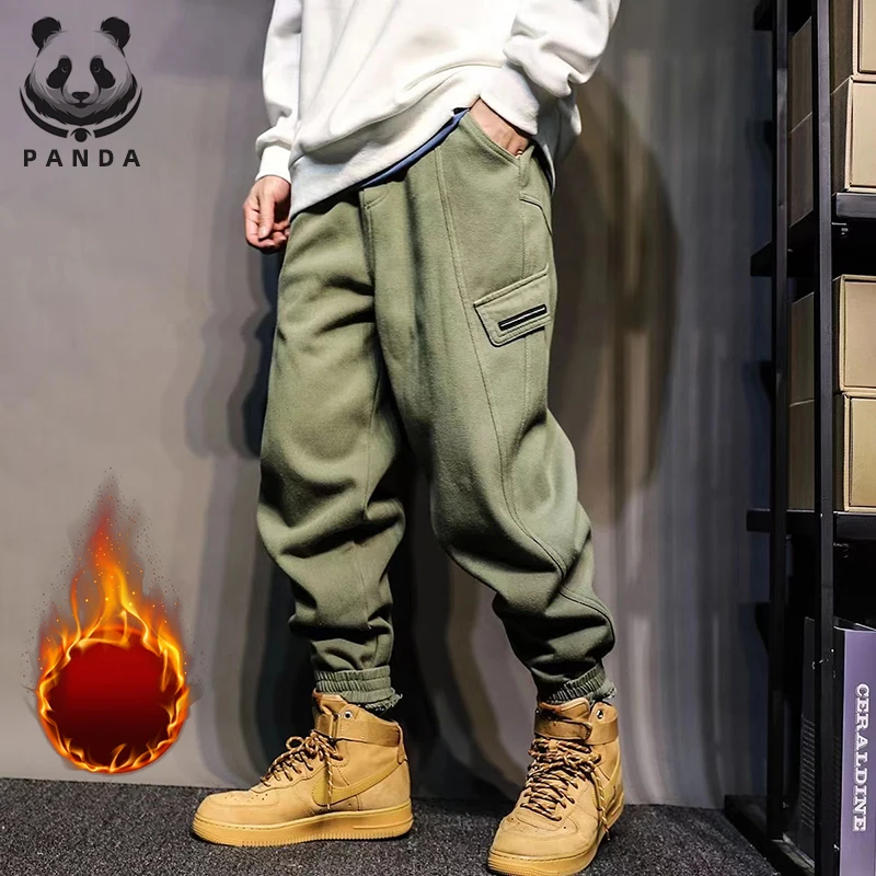 

2022 Autumn Winter New Loose Jogger Pants Men Drawstring Fleece Trousers Casual Comfortable Tracksuits Plus Size Warm SweatPants