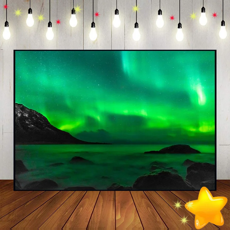 

Magical Aurora Green Earth Edge Mysterious Unknown World Background Photo Decoration Photography Backdrops Party Banner Birthday