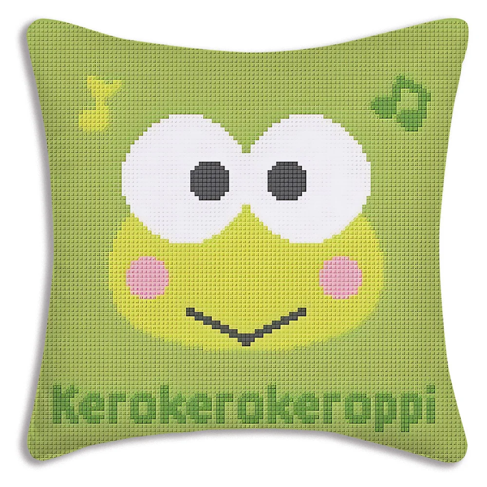Pillow Covers Cartoon Cute Kerokerokeroppi Sofa Decorative Home Double-sided Printing Short Plush Cushion Cover