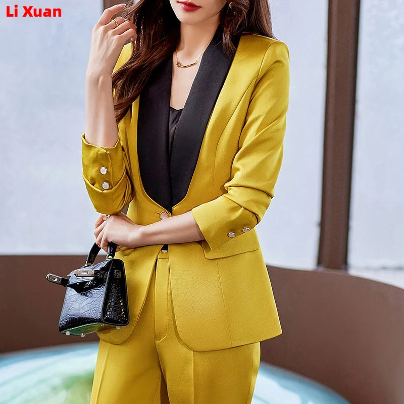Superior Quality  Spring Formal Ladies Fashion Blazer Women Business Suits with Sets Work Wear Office Casual  Pants Jacket  Suit