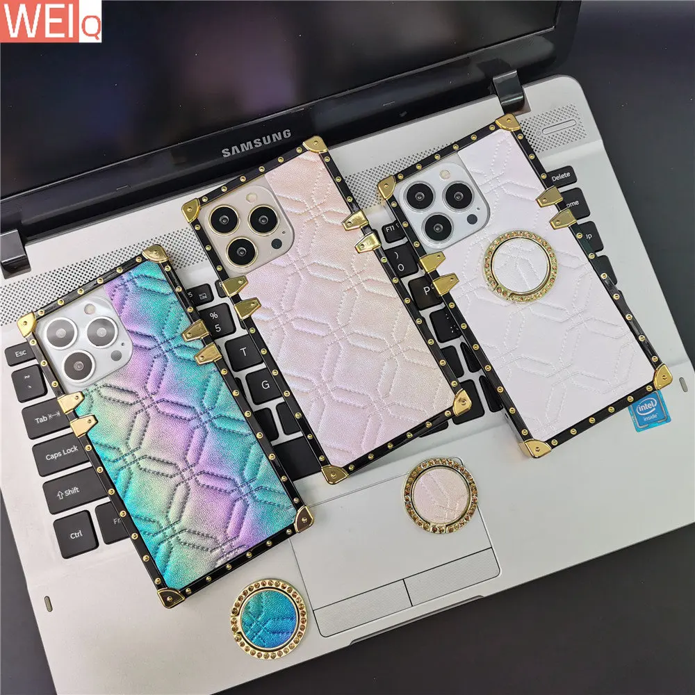 

Luxury PU Leather Square Lattice Cover Geometric Phone Case for Samsung Galaxy S22 Ultra S23 Plus S20 S10 S21 FE S9 Note 20 10 9