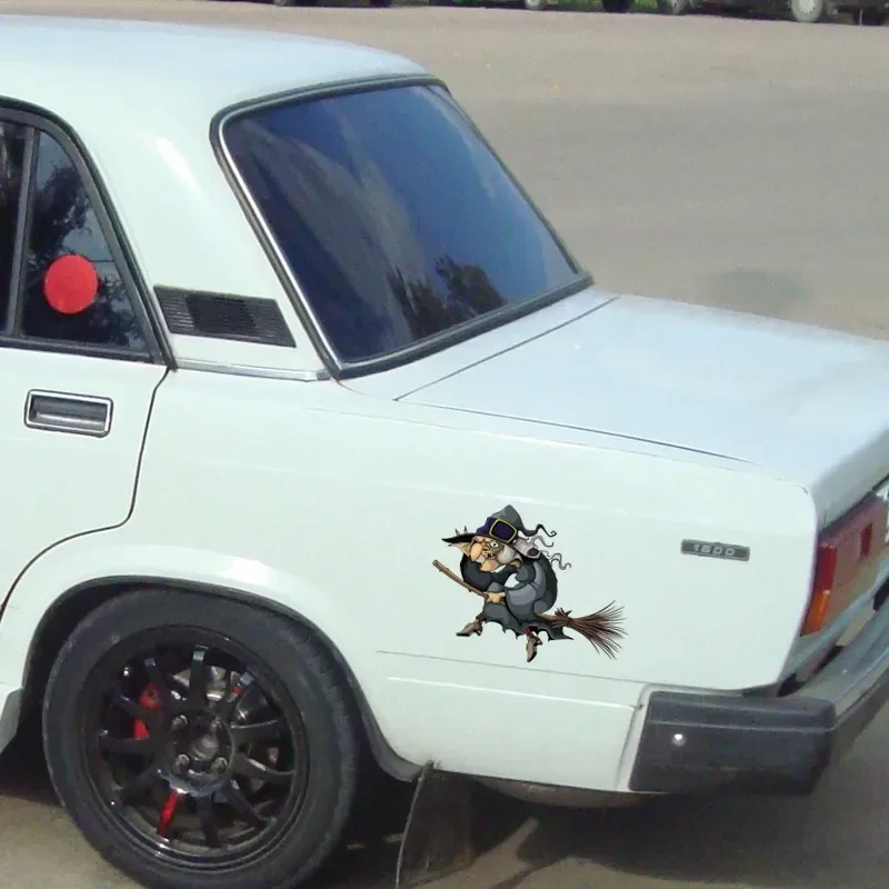 HDSS-HDSS-наклейка на автомобиль старая ведьма езда метле водонепроницаемая